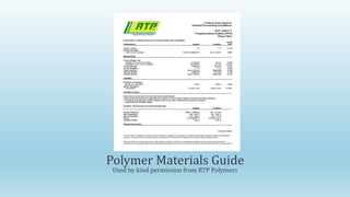 Polymer Materials Guide
Used by kind permission from RTP Polymers
 