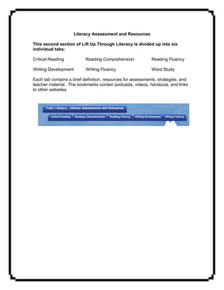 Lift Up Through Literacy Training Manuel