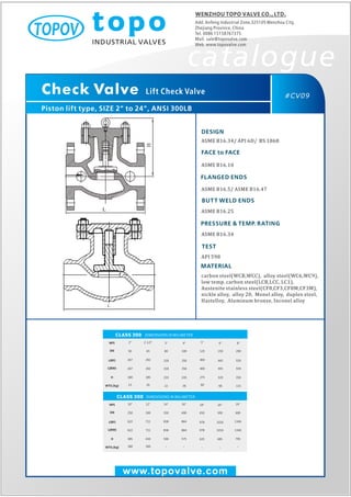 Lift check valve 300 lb topo valve catalogue