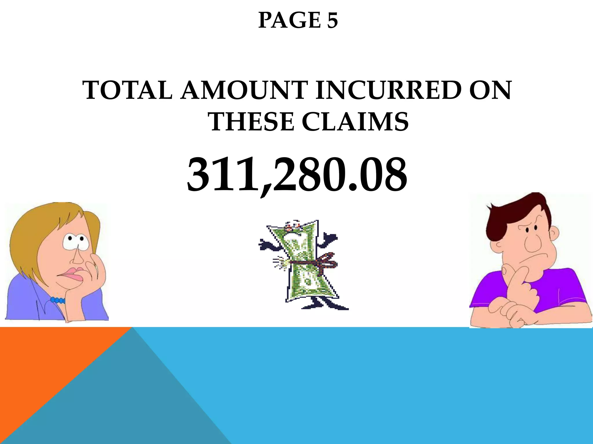 PAGE 5


TOTAL AMOUNT INCURRED ON
       THESE CLAIMS

     311,280.08
 