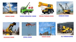 MOBILE CRANE VEHICLE MOUNTED CRANE ROUGH TERRAIN CRANE CRAWLER CRANE
RAILROAD CRANE AERIAL CRANE TOWER CRANE ALL TERRAIN CRANE
 
