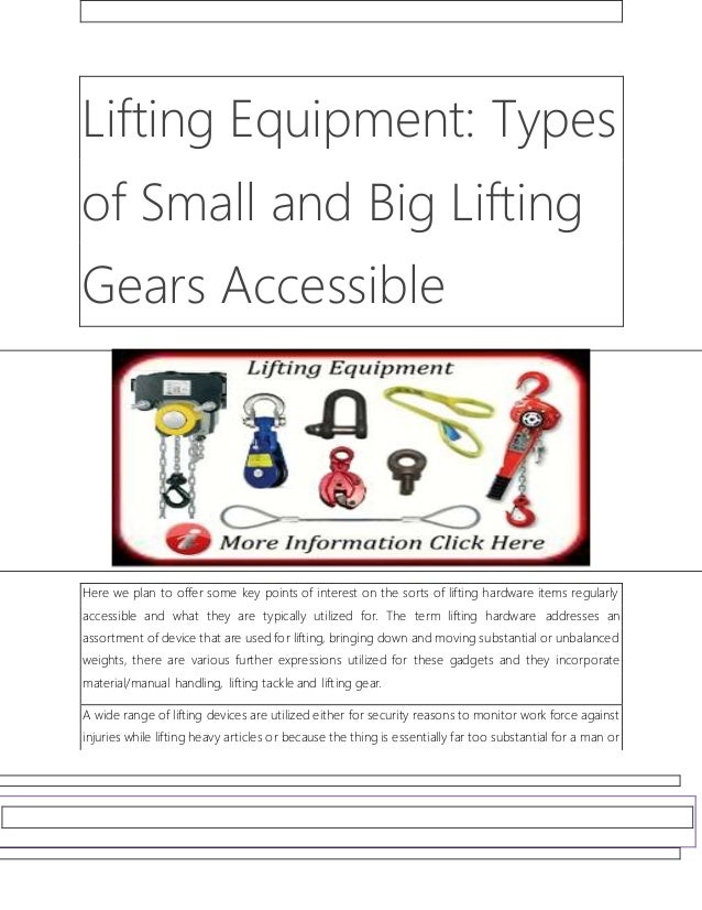 Lifting equipment