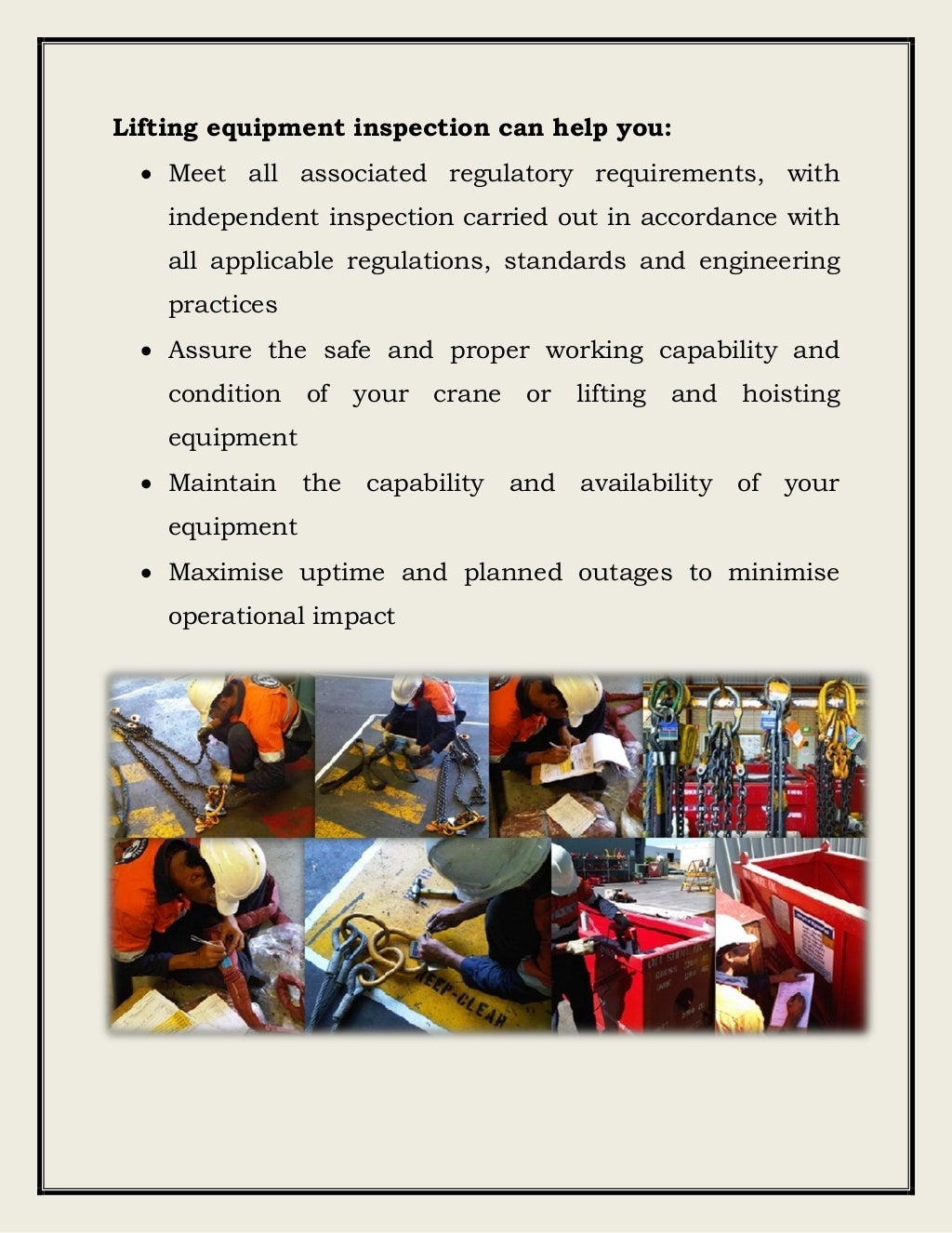 Lifting Equipment Inspection