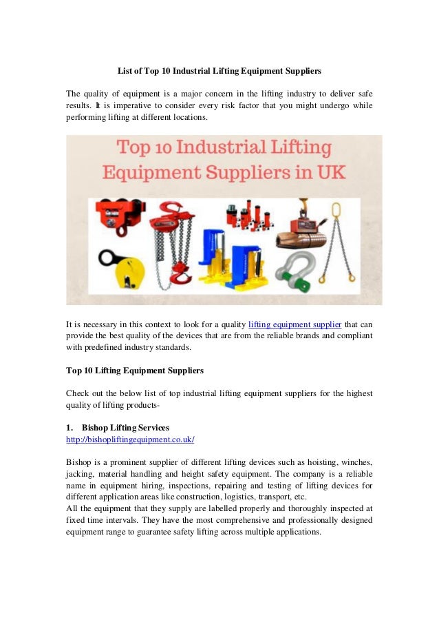 Lifting Equipment Store in UK