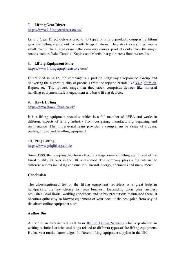 Lifting Equipment Store in UK