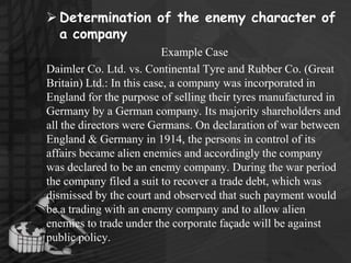  Determination of the enemy character of
  a company
                           Example Case
Daimler Co. Ltd. vs. Contine...