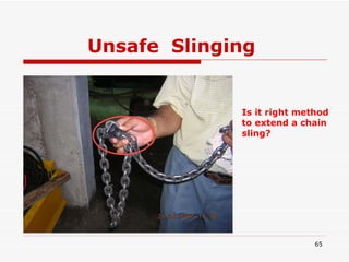 Unsafe  Slinging  Is it right method to extend a chain sling? 