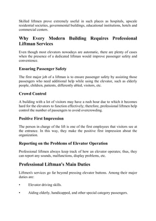 Reasons Why Professional Liftman Services are Necessary for Safe and ...