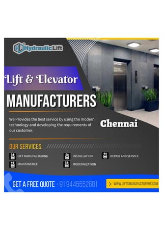 Lift Manufacturers In Chennai - Hydraulic Lift