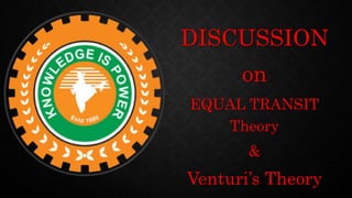 DISCUSSION
on
EQUAL TRANSIT
Theory
&
Venturi’s Theory
 