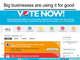 Big businesses are using it for good




                 refresheverything.com
 