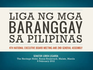Speech: Liga ng mga Barangay sa Pilipinas 