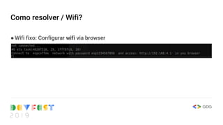 Como resolver / Wifi?
●Wifi fixo: Configurar wifi via browser
 