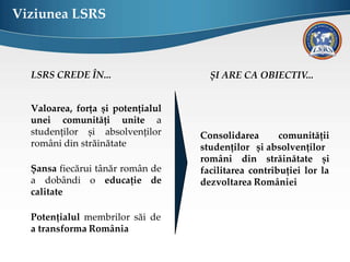 Liga Studenților Români din Străinătate (LSRS) - Prezentare 2017