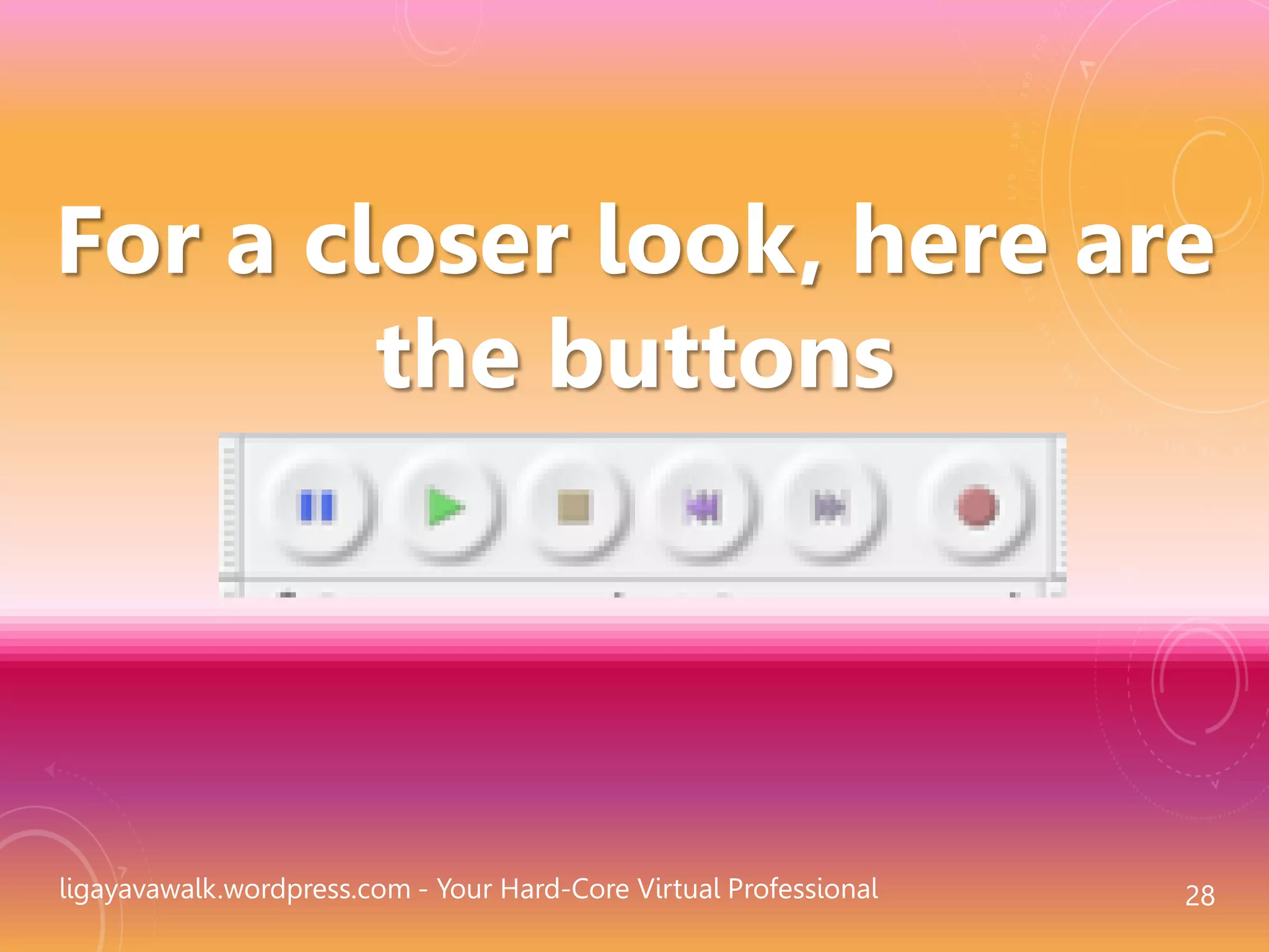 ligayavawalk.wordpress.com - Your Hard-Core Virtual Professional 28
For a closer look, here are
the buttons
 