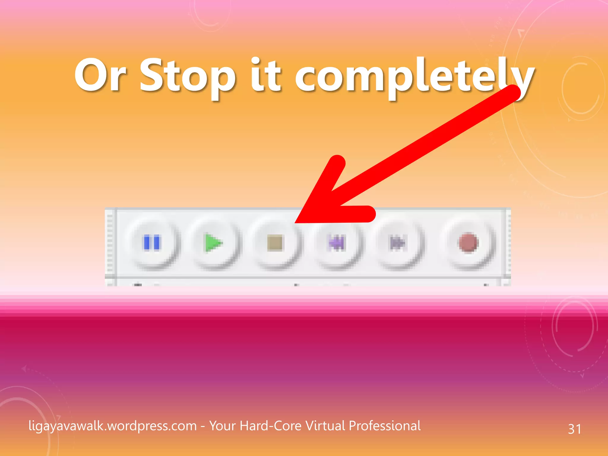 ligayavawalk.wordpress.com - Your Hard-Core Virtual Professional 31
Or Stop it completely
 
