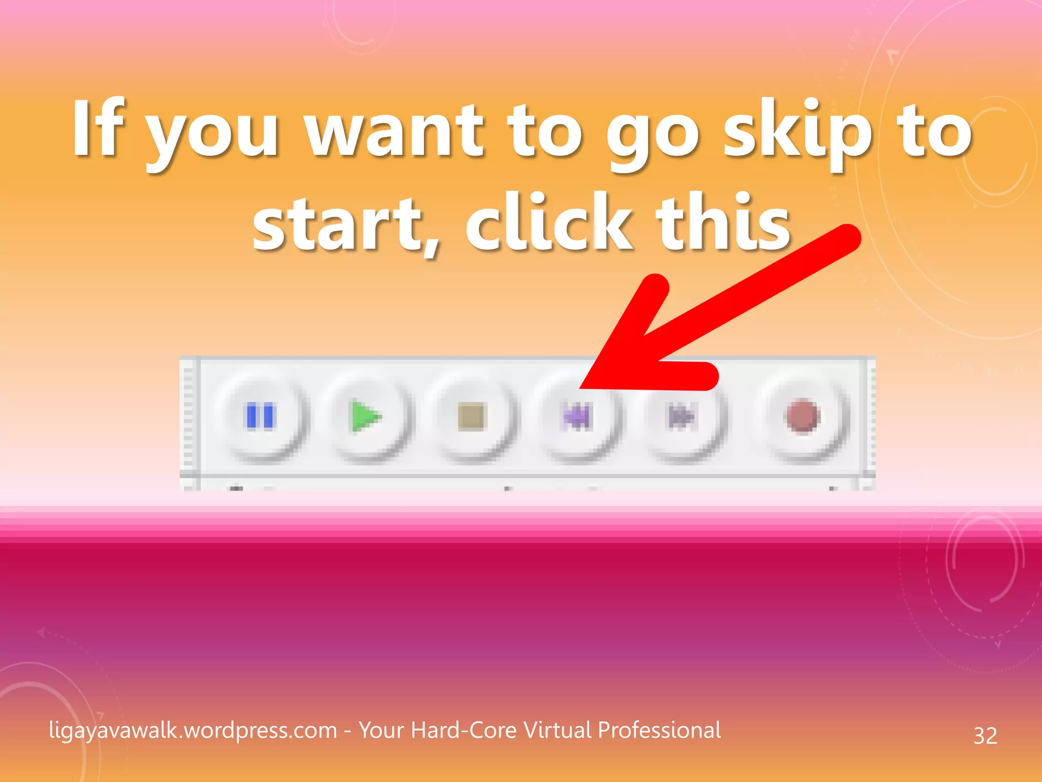 ligayavawalk.wordpress.com - Your Hard-Core Virtual Professional 32
If you want to go skip to
start, click this
 