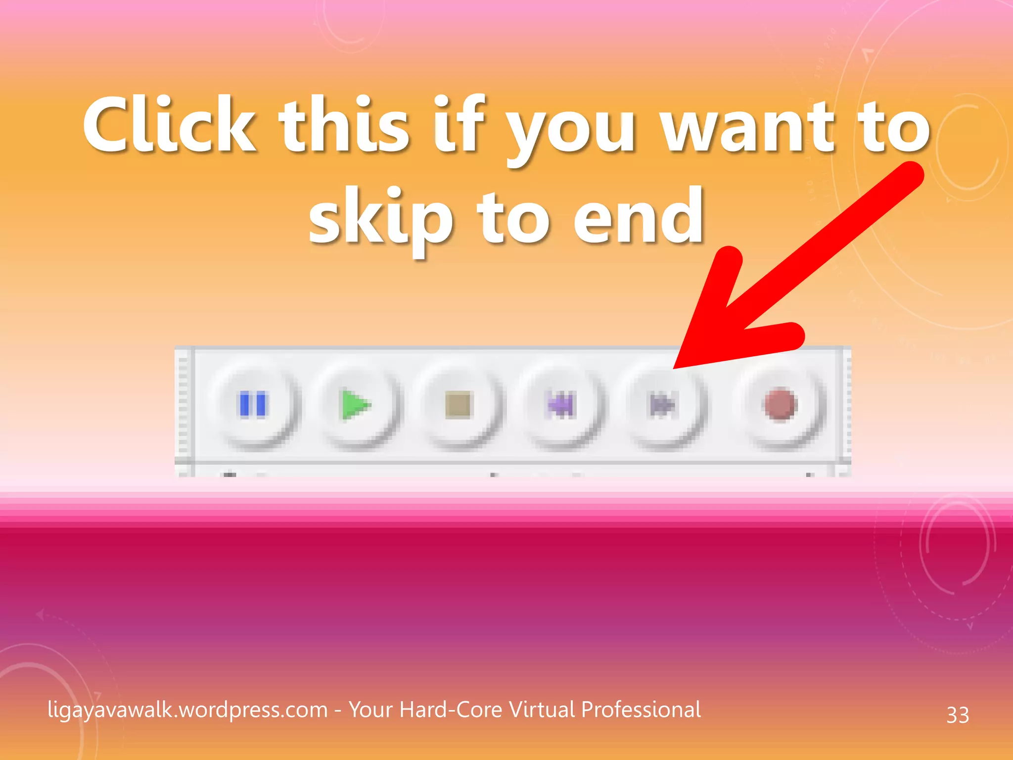ligayavawalk.wordpress.com - Your Hard-Core Virtual Professional 33
Click this if you want to
skip to end
 