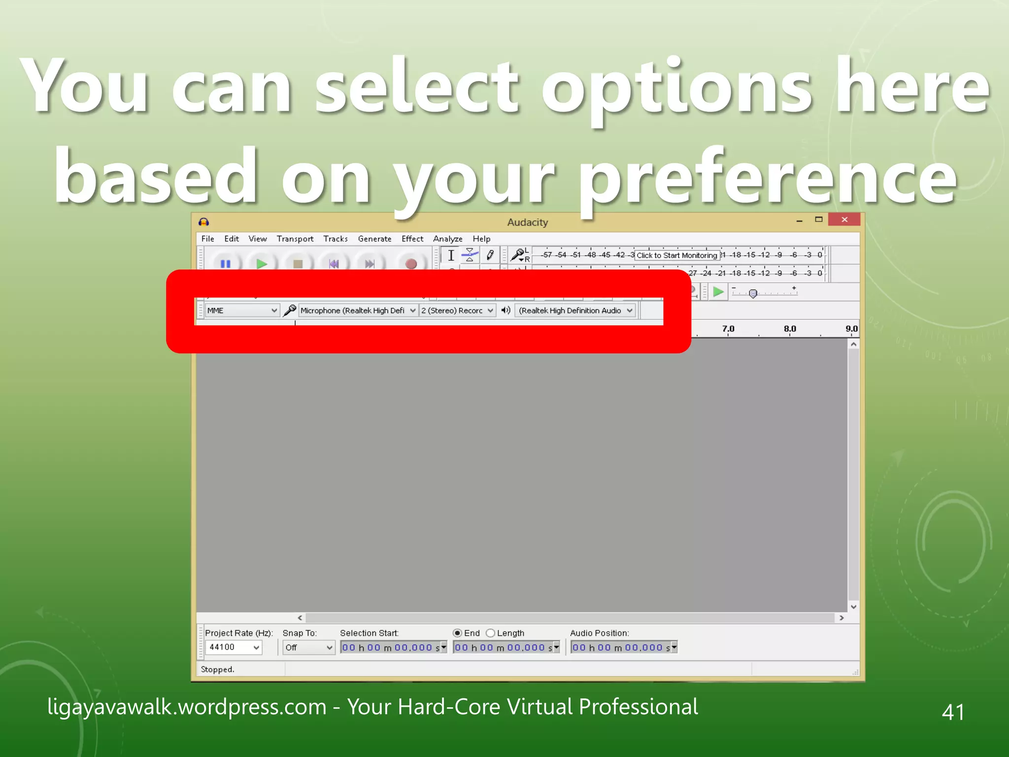 ligayavawalk.wordpress.com - Your Hard-Core Virtual Professional 41
You can select options here
based on your preference
 