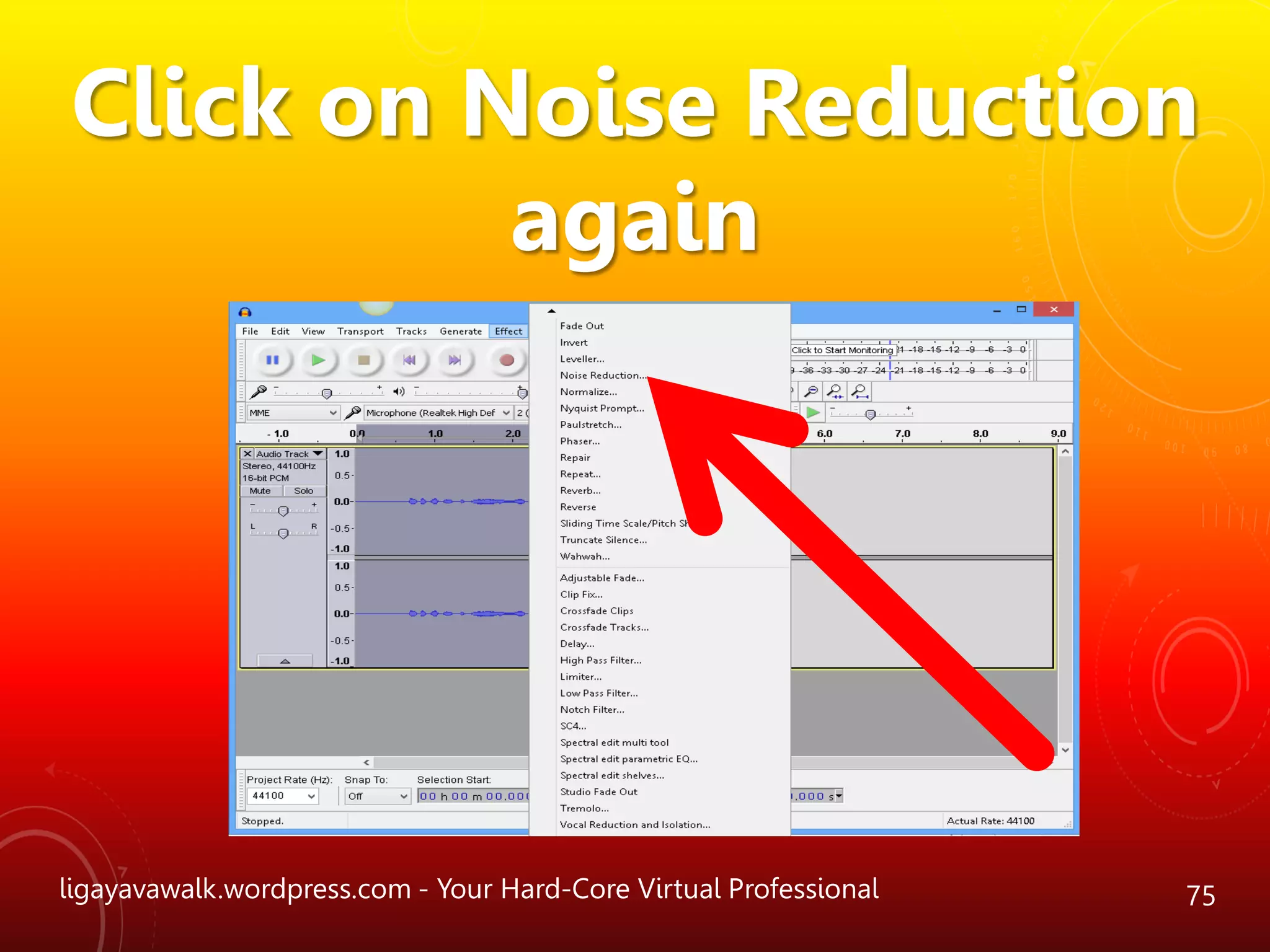 ligayavawalk.wordpress.com - Your Hard-Core Virtual Professional 75
Click on Noise Reduction
again
 