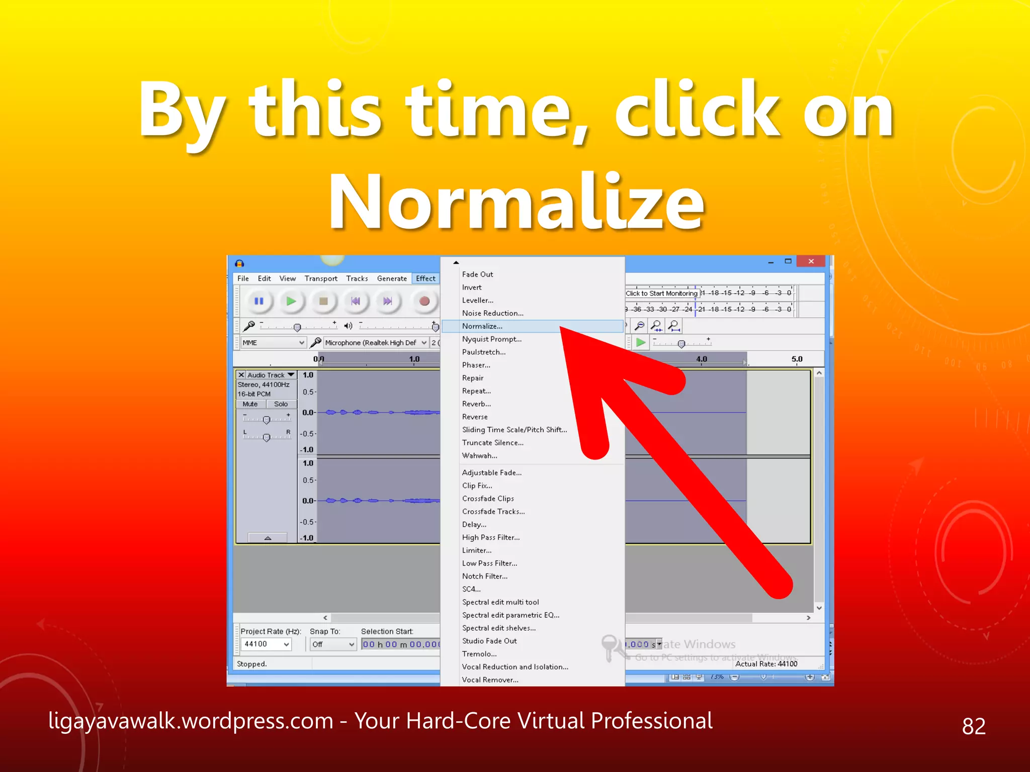 ligayavawalk.wordpress.com - Your Hard-Core Virtual Professional 82
By this time, click on
Normalize
 