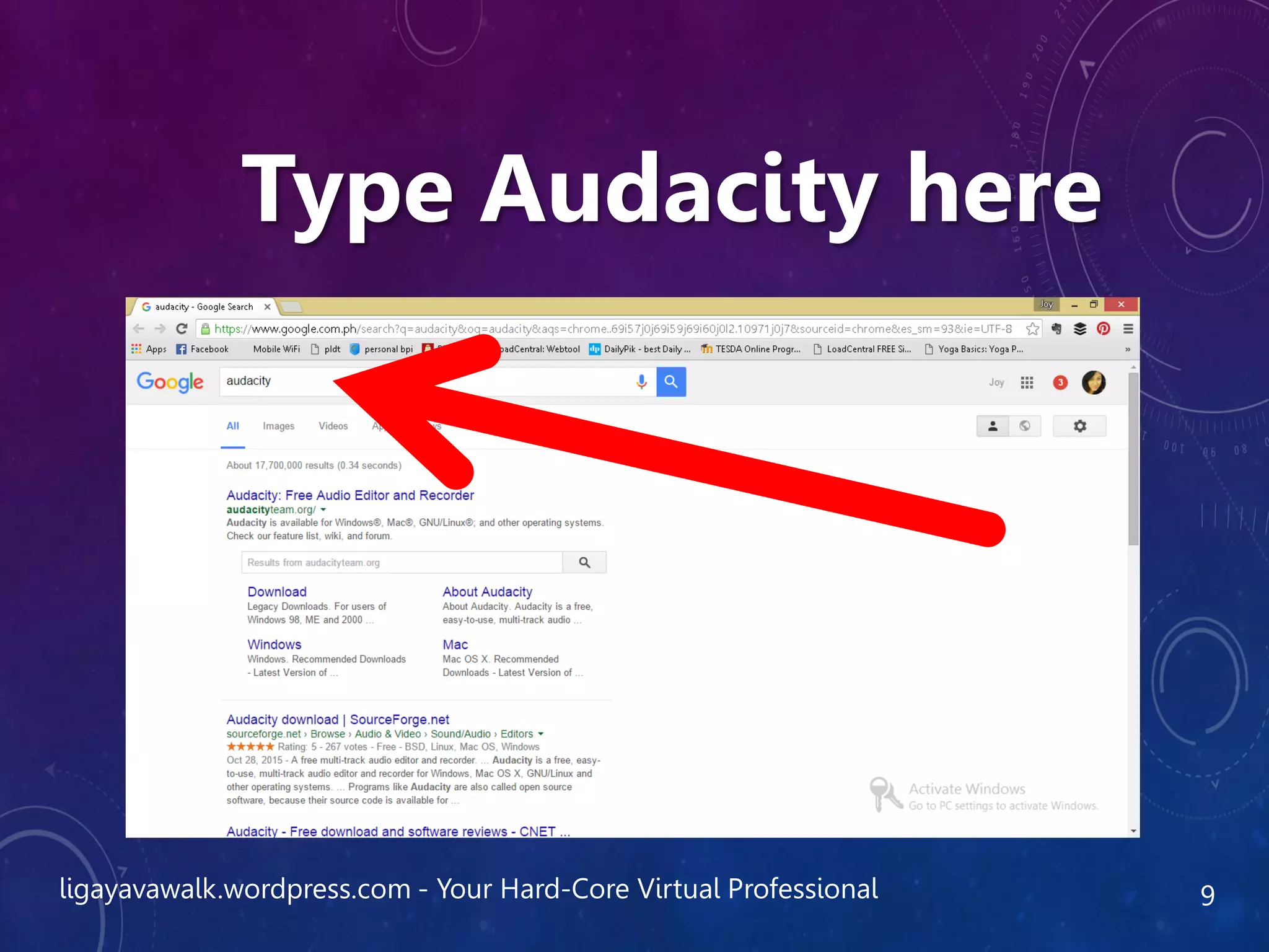 ligayavawalk.wordpress.com - Your Hard-Core Virtual Professional 9
Type Audacity here
 