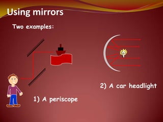Using mirrors
Two examples:
1) A periscope
2) A car headlight
 