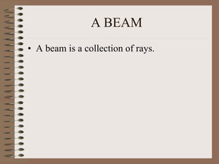 A BEAM
• A beam is a collection of rays.
 