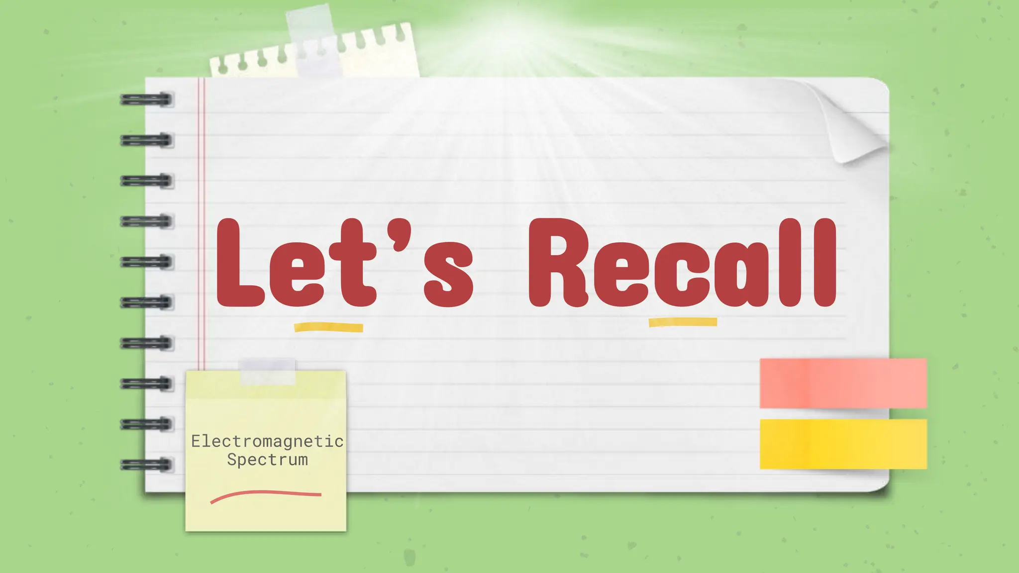 Electromagnetic
Spectrum
Let’s Recall
 