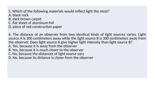 Light Source Material Observer Example Understanding Sound and Light: Characteristics, Sources, and Importance ...