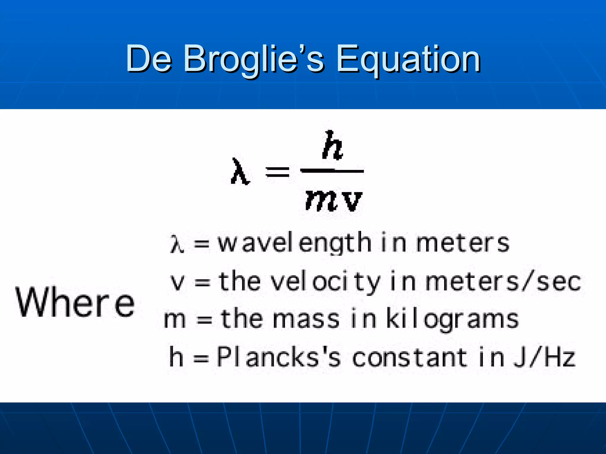 De Broglie’s Equation 