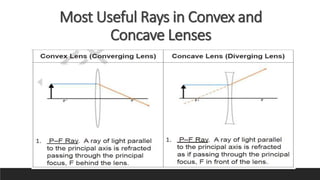 Most Useful Rays in Convex and
Concave Lenses
 