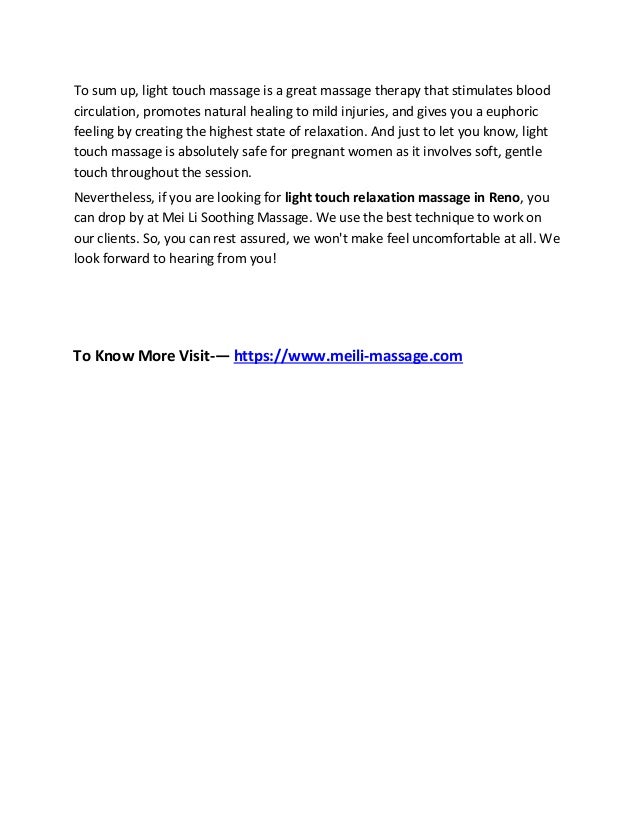 What is light touch relaxation massage and what are its greatest benefits?