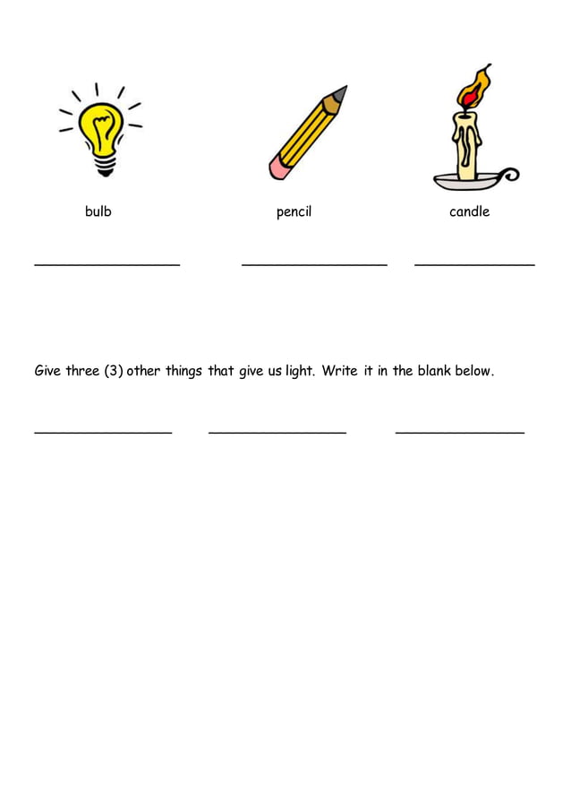 Light and dark worksheet
