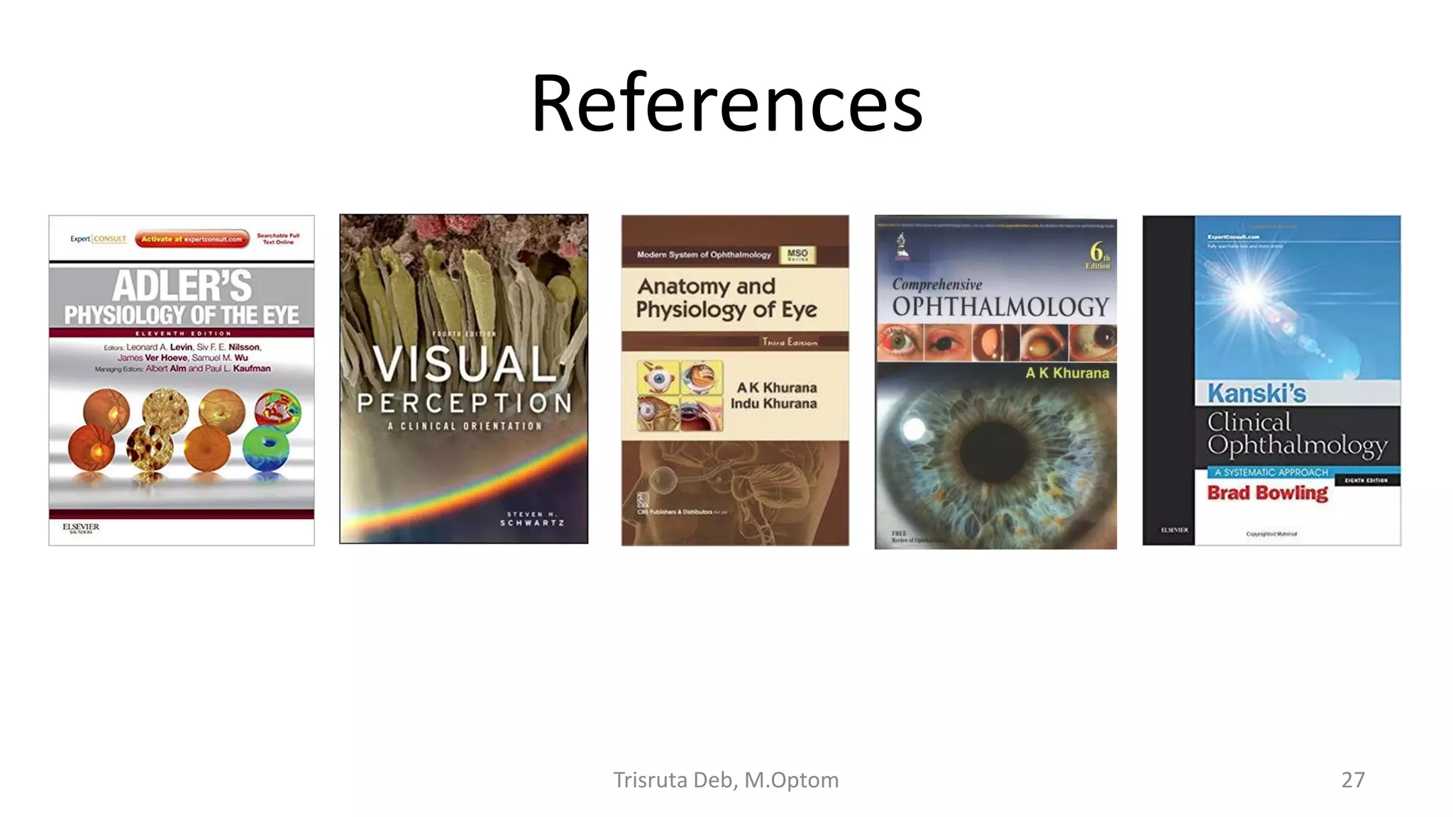 References
Trisruta Deb, M.Optom 27
 