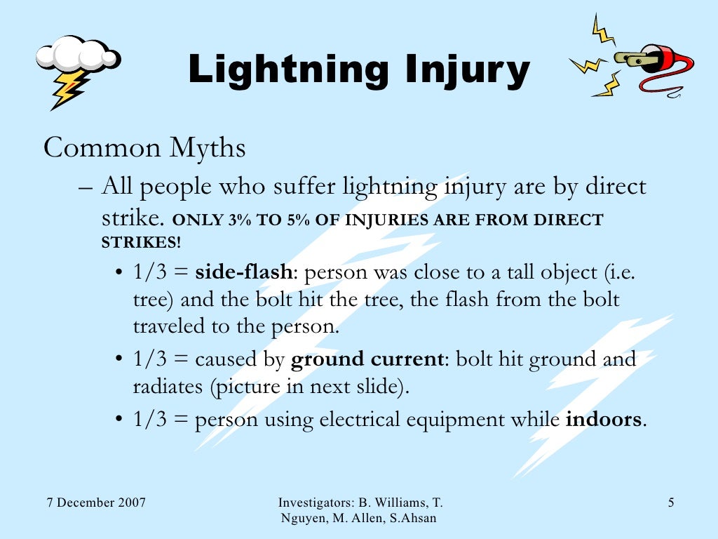 Comparison Lightning Injury, Electrical Injury