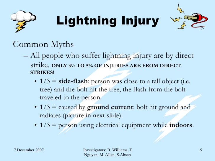 Comparison Lightning Injury, Electrical Injury