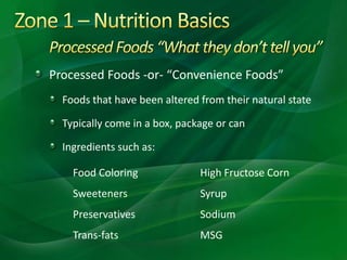 The food label provides:
Nutrition labeling (for most foods)
Standardized serving sizes
Nutrients of major concern
Daily n...
