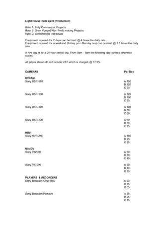 LH rate card | DOCX