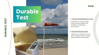 Engineered to withstand high
winds, ensuring stability and
durability in challenging
environments.
Durable
Test
Durable
Test Passed Wind-Resistance Test
Resistant to corrosion from salt
spray, making it ideal for coastal
areas and harsh environments.
Passed Salt-Spray Test
DURABLE
TEST
 