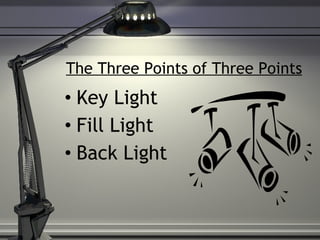 The Three Points of Three Points Key Light  Fill Light Back Light 