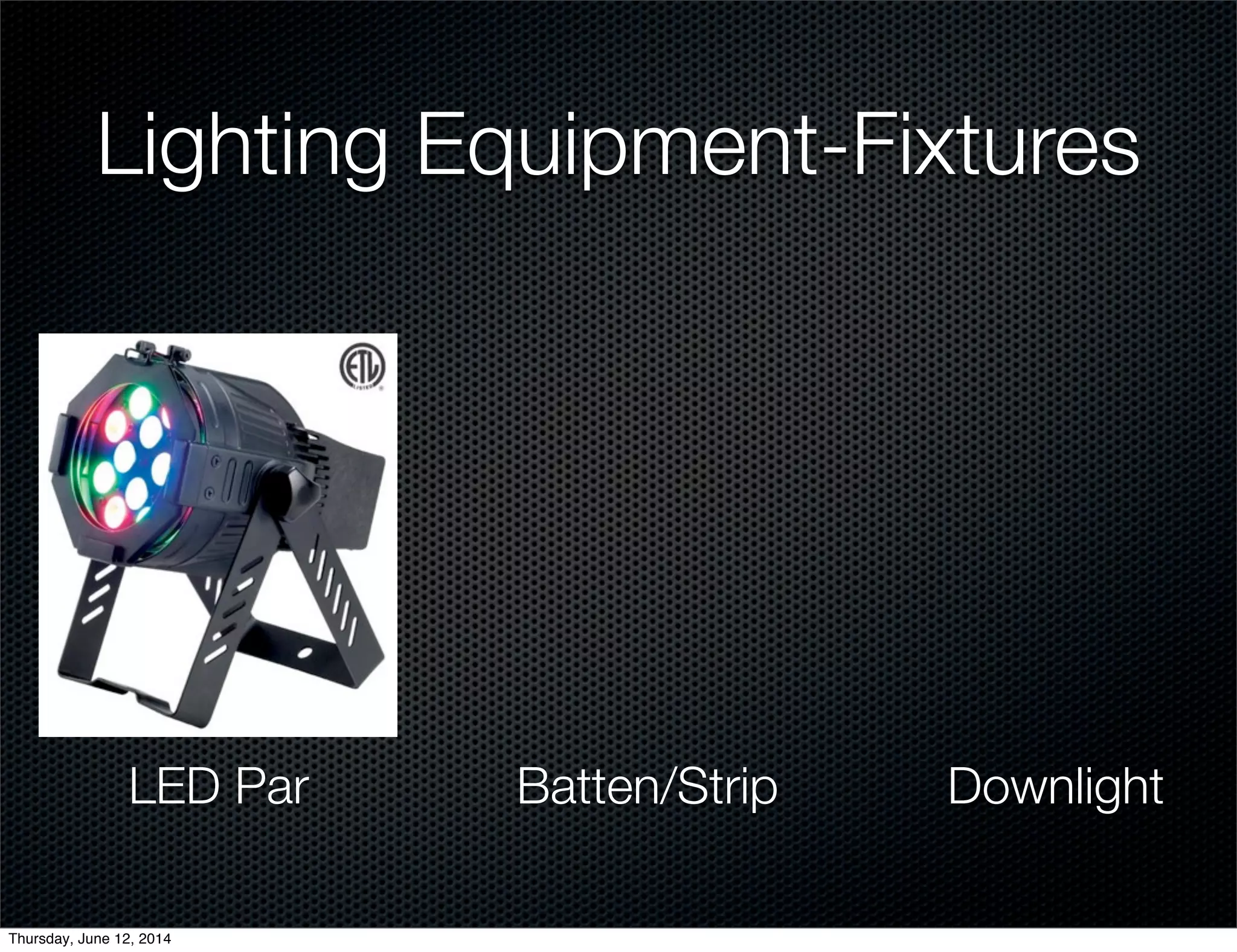 Lighting Equipment-Fixtures
LED Par Batten/Strip Downlight
Thursday, June 12, 2014
 