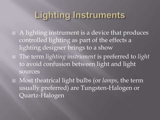 BattenIn theater, batten or pipe refers to a long metal pole suspended above the stage or the audience from which lighting fixtures, theatrical scenery, tabs or other curtains may be hungUsually these battens can be lowered to the stage (flown in) or raised into a fly tower above the stage (flown out) using a counterweighted fly system or automated, motor driven lift