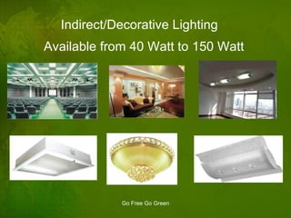 Indirect/Decorative Lighting Available from 40 Watt to 150 Watt 