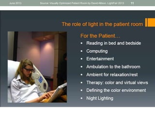 June 2013 Source: Visually Optimized Patient Room by David Allison. LightFair 2013 11
 