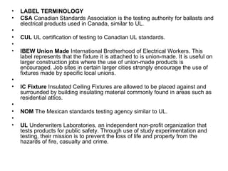 Lighting specification glossary of terms | PPT