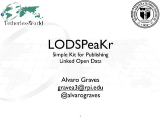 LODSPeaKr
Simple Kit for Publishing
   Linked Open Data


   Alvaro Graves
  gravea3@rpi.edu
   @alvarograves


            1
 