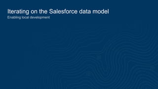 Iterating on the Salesforce data model
Enabling local development
 