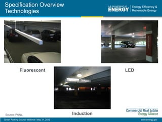 Green Parking Council Webinar, May 31, 2012 eere.energy.gov
Specification Overview
Technologies
Fluorescent LED
InductionSource: PNNL
 