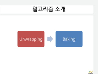 알고리즘 소개



Unwrapping   Baking
 